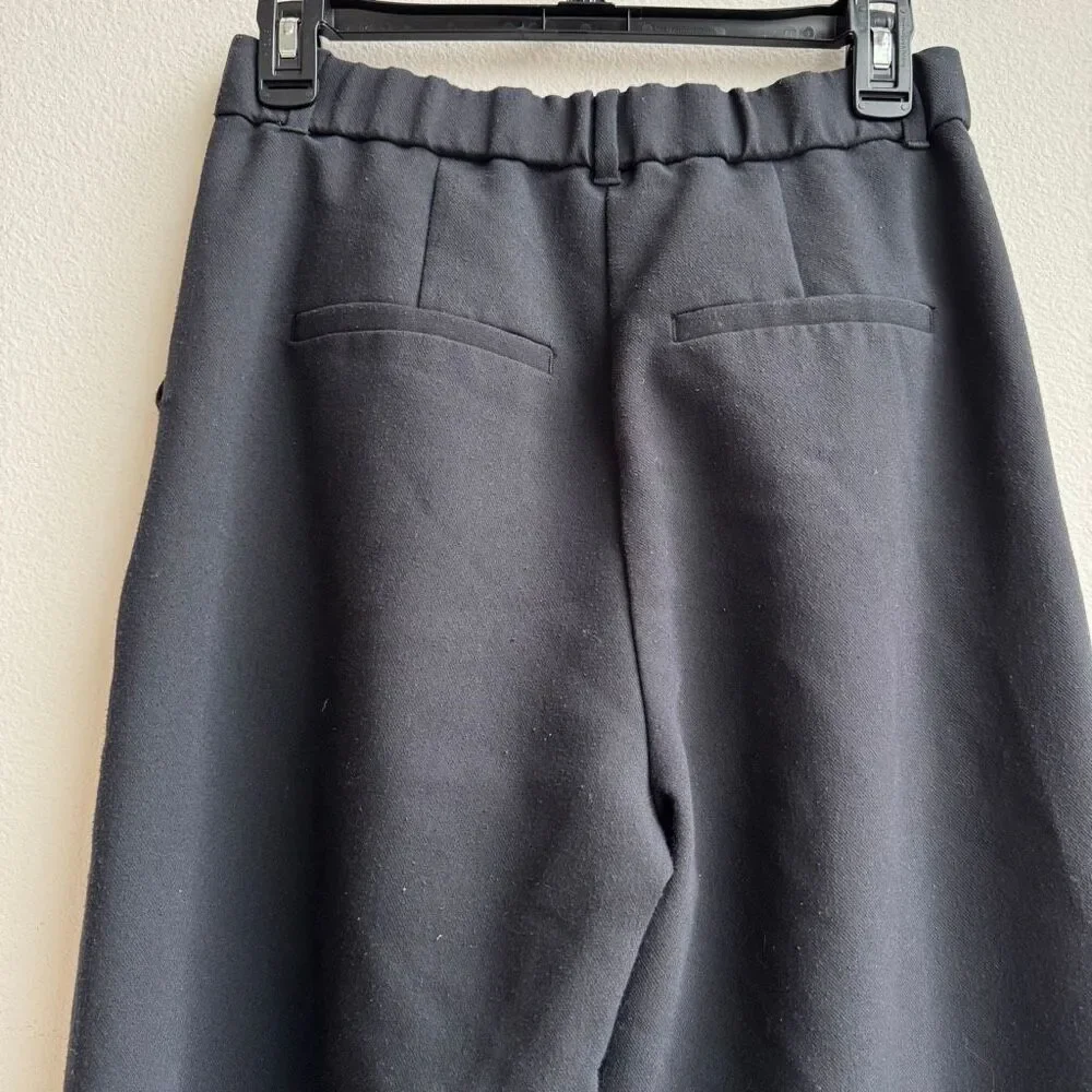 🟣$5/$25 Abercrombie & Fitch Black Wide Straight Leg Trouser Pants Size 27/4 LONG - Picture 11 of 11